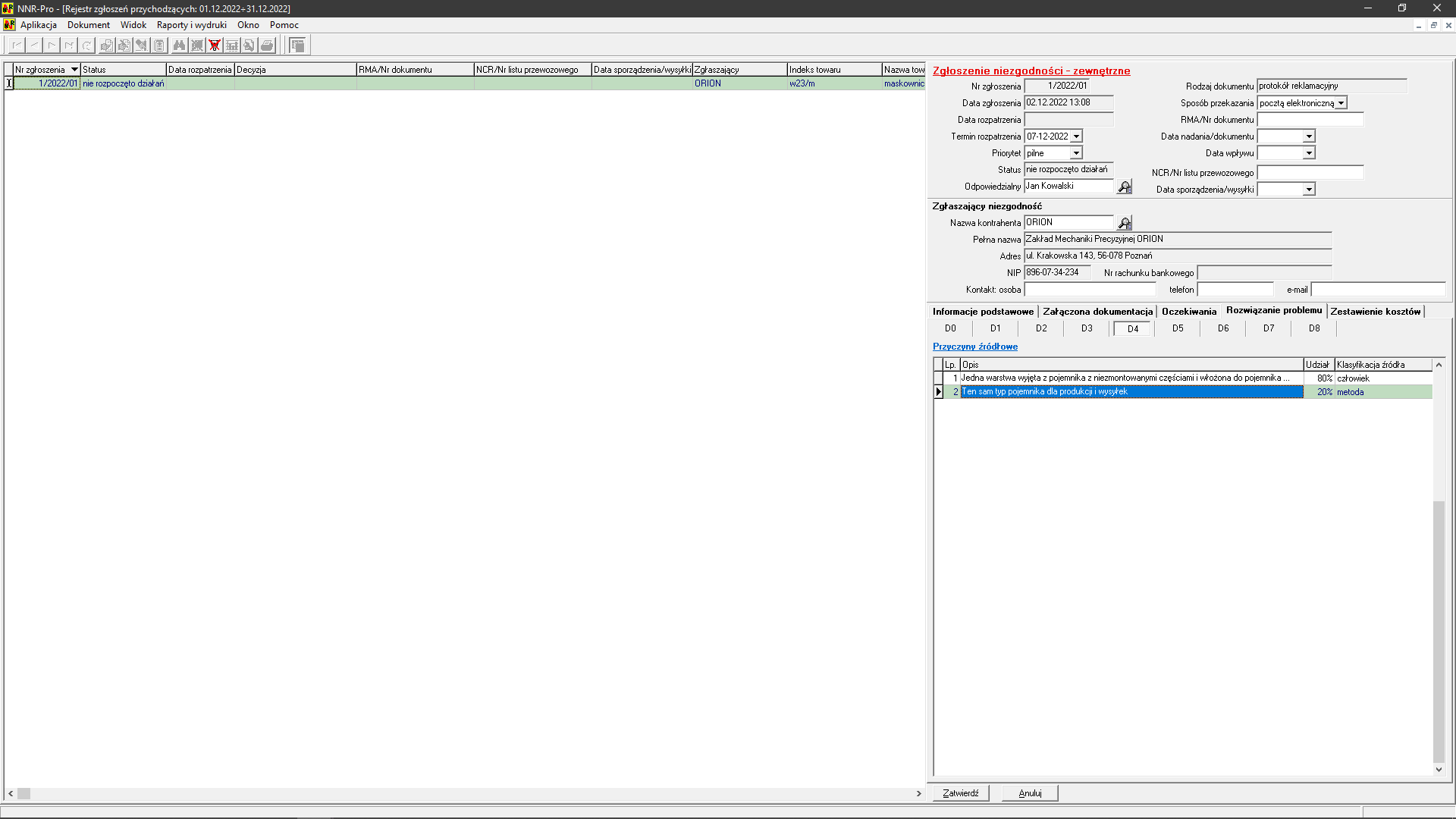 Raport 8D - przyczyny źródłowe