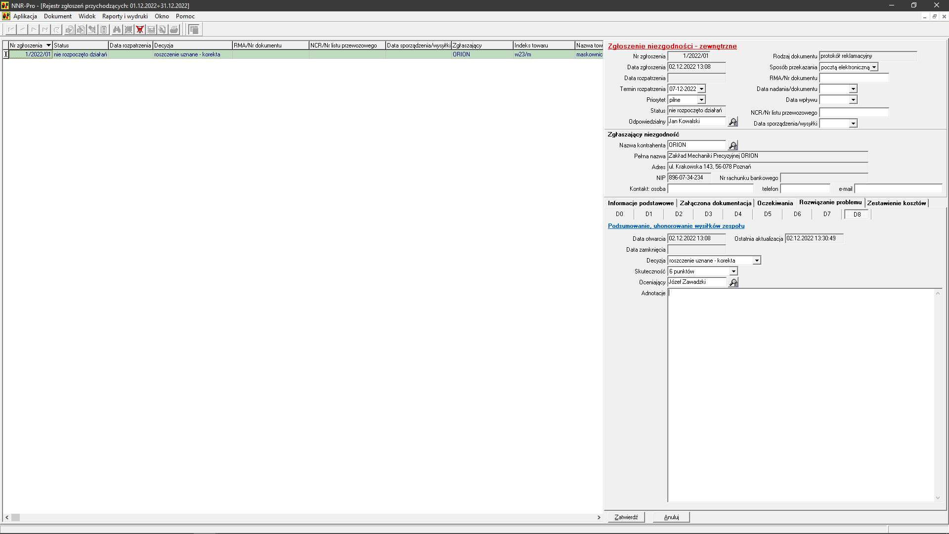 Raport 8D - podsumowanie, uhonorowanie wysiłków zespołu